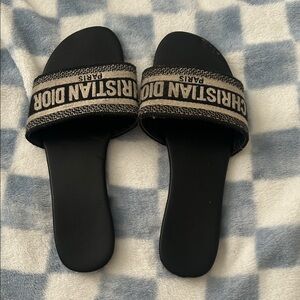 Dior Black and Tan Slide Sandals